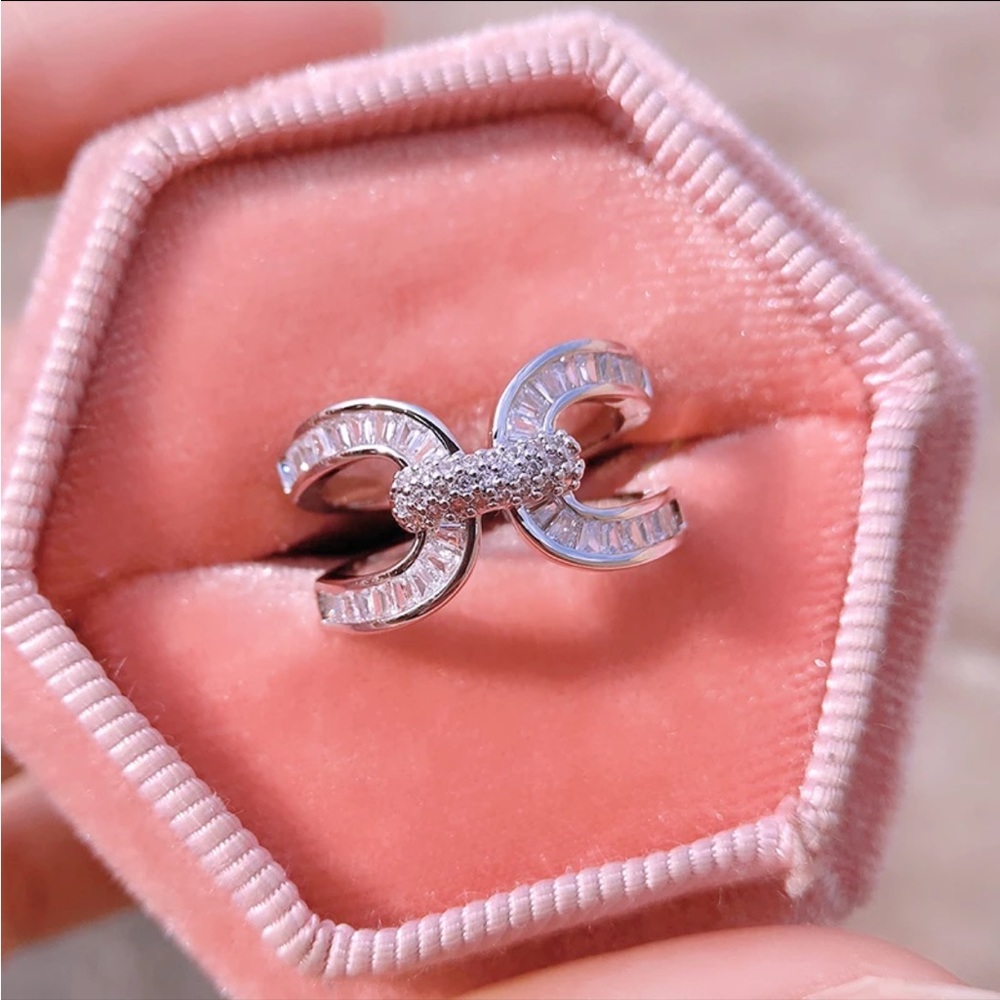 925 SILVER FILLED BOHEMIAN MICRO INLAID CUBIC ZIRCON ADJUSTABLE RING